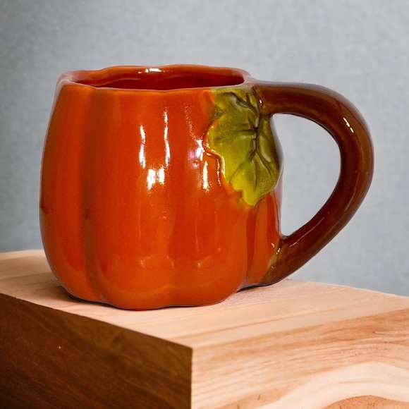 Harvest Pumpkin Mug Artisan Hand Painted Glazed Ceramic Functional Art - Picture 1 of 15